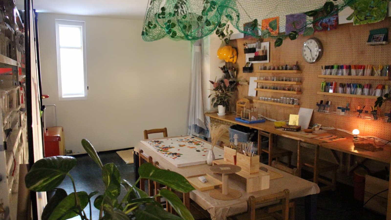 Atelier with dark lighting
